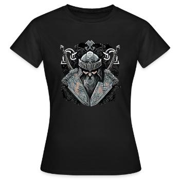 Wikinger Nordmann: Elegantes nordisches Design - Frauen T-Shirt - Schwarz - Vorne - AI Model Female 172 dark (172cm)