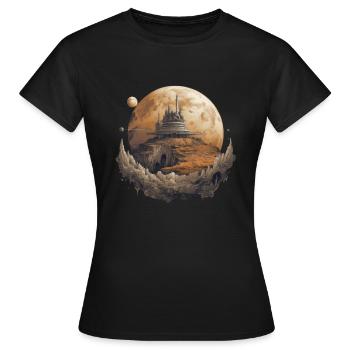 Vie futuriste sur les planètes - T-shirt Femme - noir - Devant - AI Model Female 172 dark (172cm)