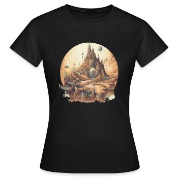 Vie futuriste sur les planètes - T-shirt Femme - noir - Devant - AI Model Female 172 dark (172cm)