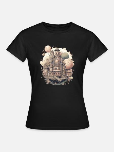 Futuristisch Leben auf Planeten - Frauen T-Shirt - Schwarz