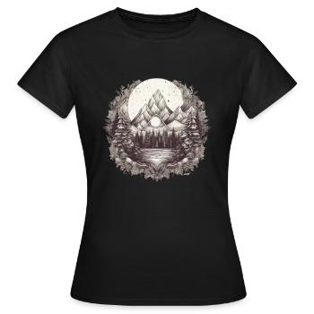 Nature Aventure Randonnée Camping Design - T-shirt Femme - noir - Devant - AI Model Female 172 dark (172cm)