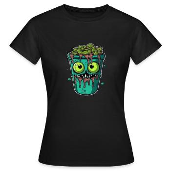 Tasse à café d’Halloween - tasse à café effrayante - T-shirt Femme - noir - Devant - AI Model Female 172 dark (172cm)