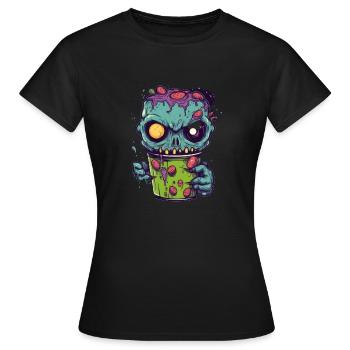 Tasse à café d’Halloween - tasse à café effrayante - T-shirt Femme - noir - Devant - AI Model Female 172 dark (172cm)