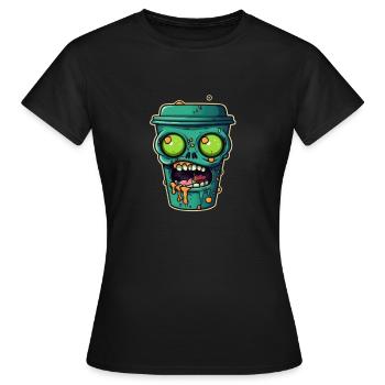 Tasse à café d’Halloween - tasse à café effrayante - T-shirt Femme - noir - Devant - AI Model Female 172 dark (172cm)
