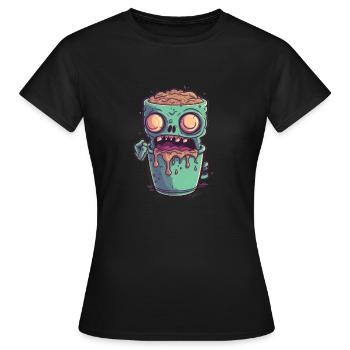 Tasse à café d’Halloween - tasse à café effrayante - T-shirt Femme - noir - Devant - AI Model Female 172 dark (172cm)