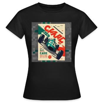 Retro Car Poster Vintage Car Old School - Women's T-Shirt - black - Front - AI Model Female 172 dark (172cm)