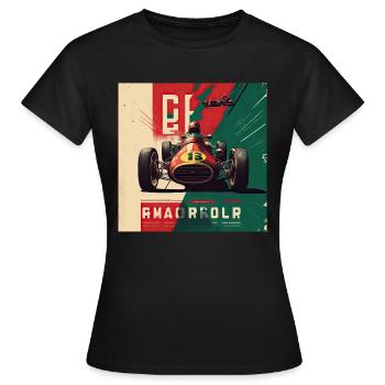 Retro Car Poster Vintage Car Old School - Women's T-Shirt - black - Front - AI Model Female 172 dark (172cm)