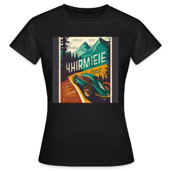 Retro Car Poster Vintage Car Old School - Women's T-Shirt - black - Front - AI Model Female 172 dark (172cm)