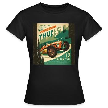 Retro Car Poster Vintage Car Old School - Women's T-Shirt - black - Front - AI Model Female 172 dark (172cm)