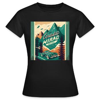Retro Car Poster Vintage Car Old School - Women's T-Shirt - black - Front - AI Model Female 172 dark (172cm)
