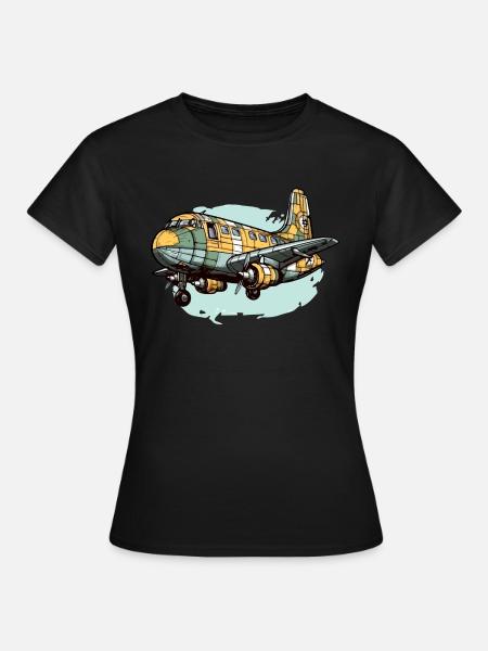 Passagierflugzeug - Frauen T-Shirt - Schwarz