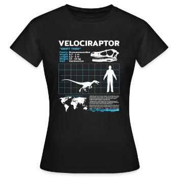 Fiche d’information sur Velociraptor - T-shirt Femme - noir - Devant - AI Model Female 172 dark (172cm)