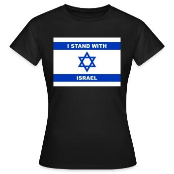Drapeau d’Israël Drapeau Je me tiens avec l’étoile de David - T-shirt Femme - noir - Devant - AI Model Female 172 dark (172cm)