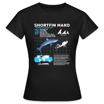 Fiche d’information sur Makohai - T-shirt Femme - noir - Devant - AI Model Female 172 dark (172cm)