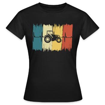 Battement de cœur Vintage tracteur - T-shirt Femme - noir - Devant - AI Model Female 172 dark (172cm)