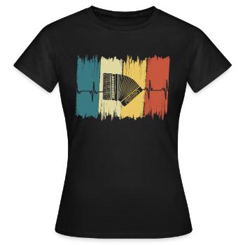 Vintage Heartbeat Akkordeon - Frauen T-Shirt - Schwarz - Vorne - AI Model Female 172 dark (172cm)