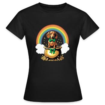 Pot d’or Teckel de la Saint-Patrick - T-shirt Femme - noir - Devant - AI Model Female 172 dark (172cm)