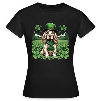 Irish Setter St. Patrick's Day Green Hat Pup - Frauen T-Shirt - Schwarz - Vorne - AI Model Female 172 dark (172cm)