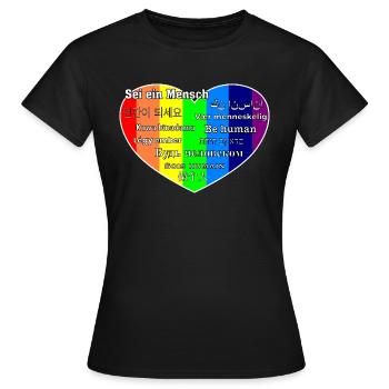 Sei ein Mensch - Frauen T-Shirt - Schwarz - Vorne - AI Model Female 172 dark (172cm)