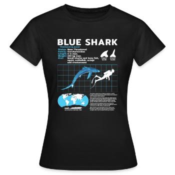 Fiche technique Blue Shark Fiche technique Fiche technique - T-shirt Femme - noir - Devant - AI Model Female 172 dark (172cm)