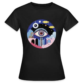 Psychedelisches Auge - Frauen T-Shirt - Schwarz - Vorne - AI Model Female 172 dark (172cm)