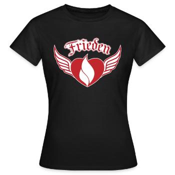 PAIX - CŒUR - T-shirt Femme - noir - Devant - AI Model Female 172 dark (172cm)