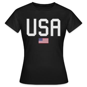 TEAM USA amerikanische Flagge Fahne unter Schrift - Frauen T-Shirt - Schwarz - Vorne - AI Model Female 172 dark (172cm)