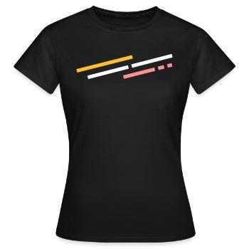 Farben Streifen Vektor - Diagonal - Frauen T-Shirt - Schwarz - Vorne - AI Model Female 172 dark (172cm)