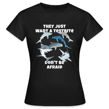 Haiarten Blauhai Tigerhai Hammerhai - Frauen T-Shirt - Schwarz - Vorne - AI Model Female 172 dark (172cm)