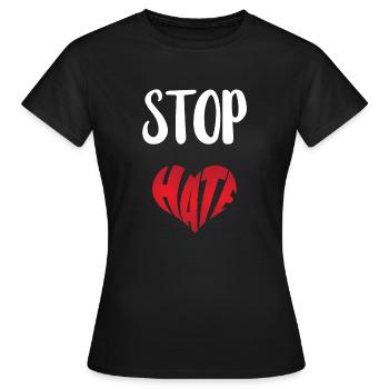 Pas de haine Aversion Stop Haine Anti Haine - T-shirt Femme - noir - Devant - AI Model Female 172 dark (172cm)