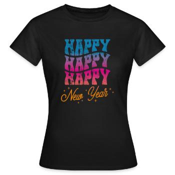 Happy New Year 2025 - Frauen T-Shirt - Schwarz - Vorne - AI Model Female 172 dark (172cm)