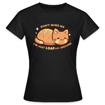 FAULENZEN UM KATZE - Frauen T-Shirt - Schwarz - Vorne - AI Model Female 172 dark (172cm)