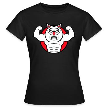 hibou bodybuilder muscles biceps poses gym rat cool - T-shirt Femme - noir - Devant - AI Model Female 172 dark (172cm)