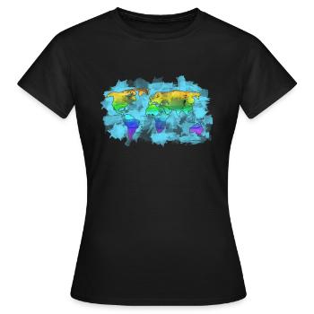 Weltkarte - Frauen T-Shirt - Schwarz - Vorne - AI Model Female 172 dark (172cm)