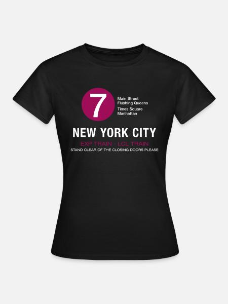 new york city metro 7 train flushing queens times - Frauen T-Shirt - Schwarz
