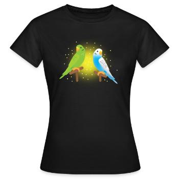 deux perruches vertes et bleues - T-shirt Femme - noir - Devant - AI Model Female 172 dark (172cm)