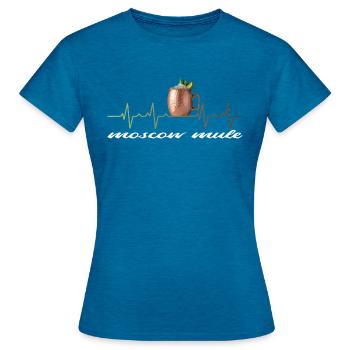 Moscow Mule Drink Mug Heart Beat - Women's T-Shirt - antique blue sapphire heather - Front - AI Model Female 172 dark (172cm)