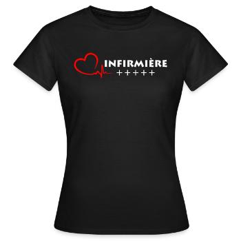 Infirmière +++++ passionnées vocation - T-shirt Femme - noir - Devant - AI Model Female 172 dark (172cm)