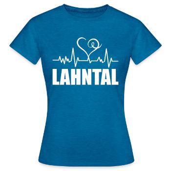 Heartbeat Lahntal - Frauen T-Shirt - Antikblaues Saphir meliert - Vorne - AI Model Female 172 dark (172cm)