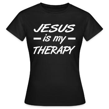 Jésus - T-shirt Femme - noir - Devant - AI Model Female 172 dark (172cm)
