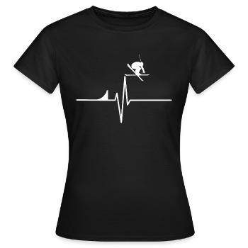 Ski Heartbeat Gift Ski Touring Ski Skiing - Women's T-Shirt - black - Front - AI Model Female 172 dark (172cm)