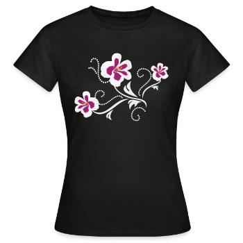 Stilisierte Pelargoniumblüten - Frauen T-Shirt - Schwarz - Vorne - AI Model Female 172 dark (172cm)