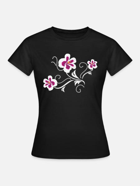 Stilisierte Pelargoniumblüten - Frauen T-Shirt - Schwarz
