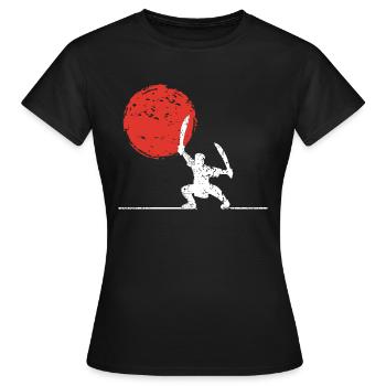 Schwertkämpfer mit zwei Schwertern - Frauen T-Shirt - Schwarz - Vorne - AI Model Female 172 dark (172cm)