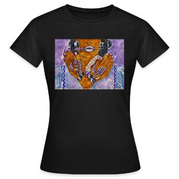 Modèle Blueberry - T-shirt Femme - noir - Devant - AI Model Female 172 dark (172cm)