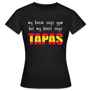 My heart says Tapas - Frauen T-Shirt - Schwarz - Vorne - AI Model Female 172 dark (172cm)