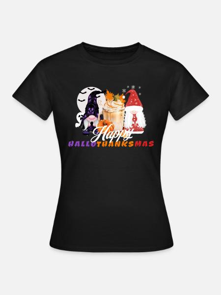 Happy Hallothanksmas - Frauen T-Shirt - Schwarz