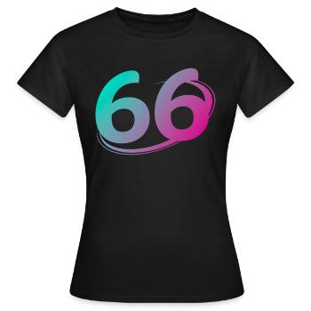 Nummer 66 mehrfarbig - Frauen T-Shirt - Schwarz - Vorne - AI Model Female 172 dark (172cm)