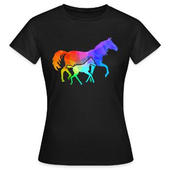 Jument avec poulain - T-shirt Femme - noir - Devant - AI Model Female 172 dark (172cm)