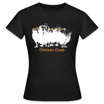 Chicken Coup - Weiße Hühner auf Schwarz - Frauen T-Shirt - Schwarz - Vorne - AI Model Female 172 dark (172cm)